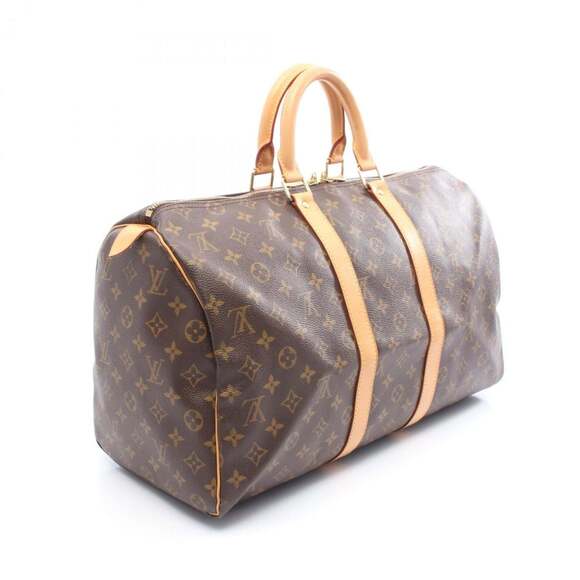LOUIS VUITTON Brown Monogram Leather Keepall 45 Boston Bag - Picture 2 of 8